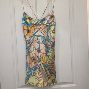 NWT Zara Retro Satin Mini Dress